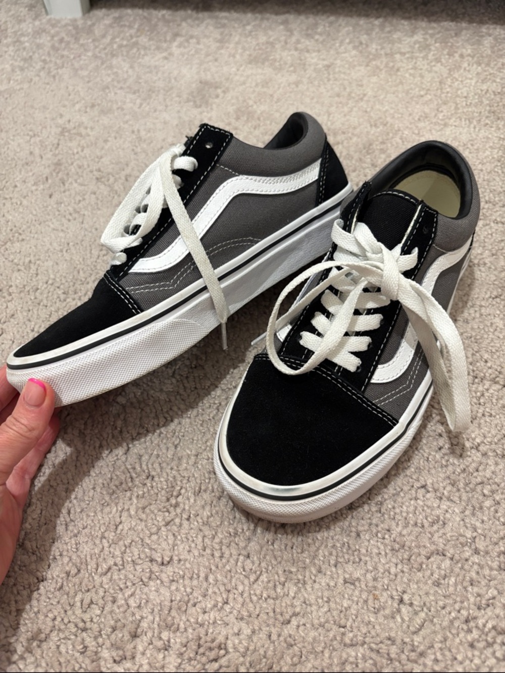 Gray and black vans